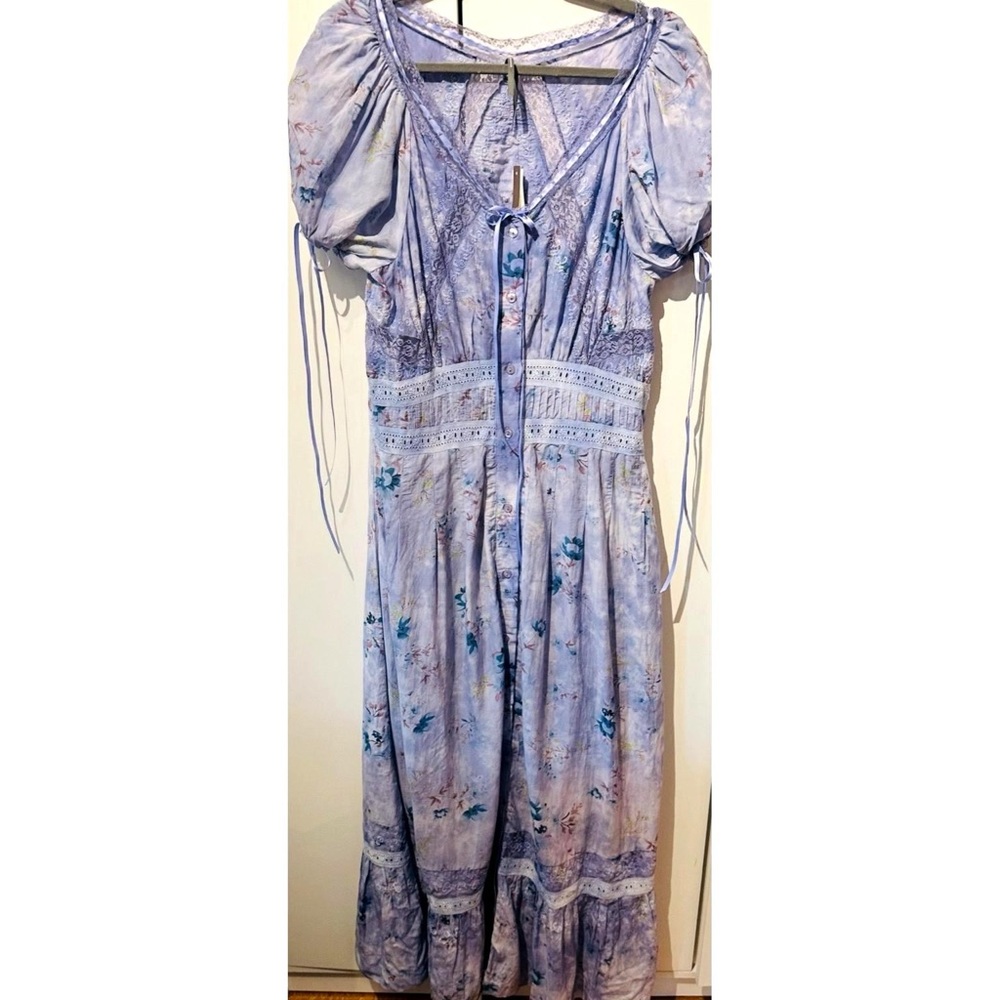 NWT Anthropologie Blue Floral Maxi Dress